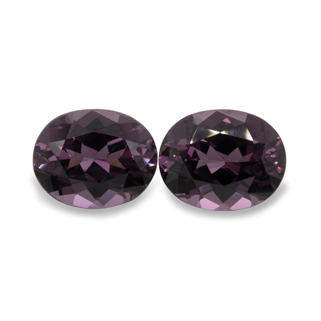 Spinell Paar - lila/grau, oval, 10x8 mm, 6,28 ct, Nr. SP30001