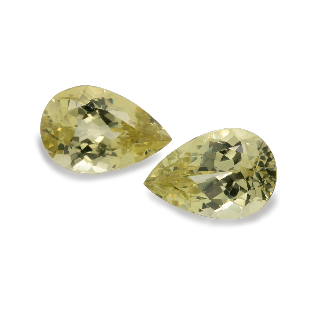 Chrysoberyl Pair - yellow, pear, 12x8 mm, 6.92 ct, No. CHB12001