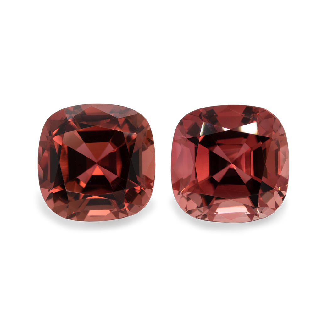 Tourmaline Pair - red, cushion, 11.8x11.8 mm, 13.81 ct, No. TR99001