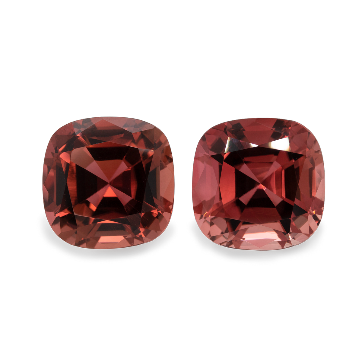 Tourmaline Pair - red, cushion, 11.8x11.8 mm, 13.81 ct, No. TR99001