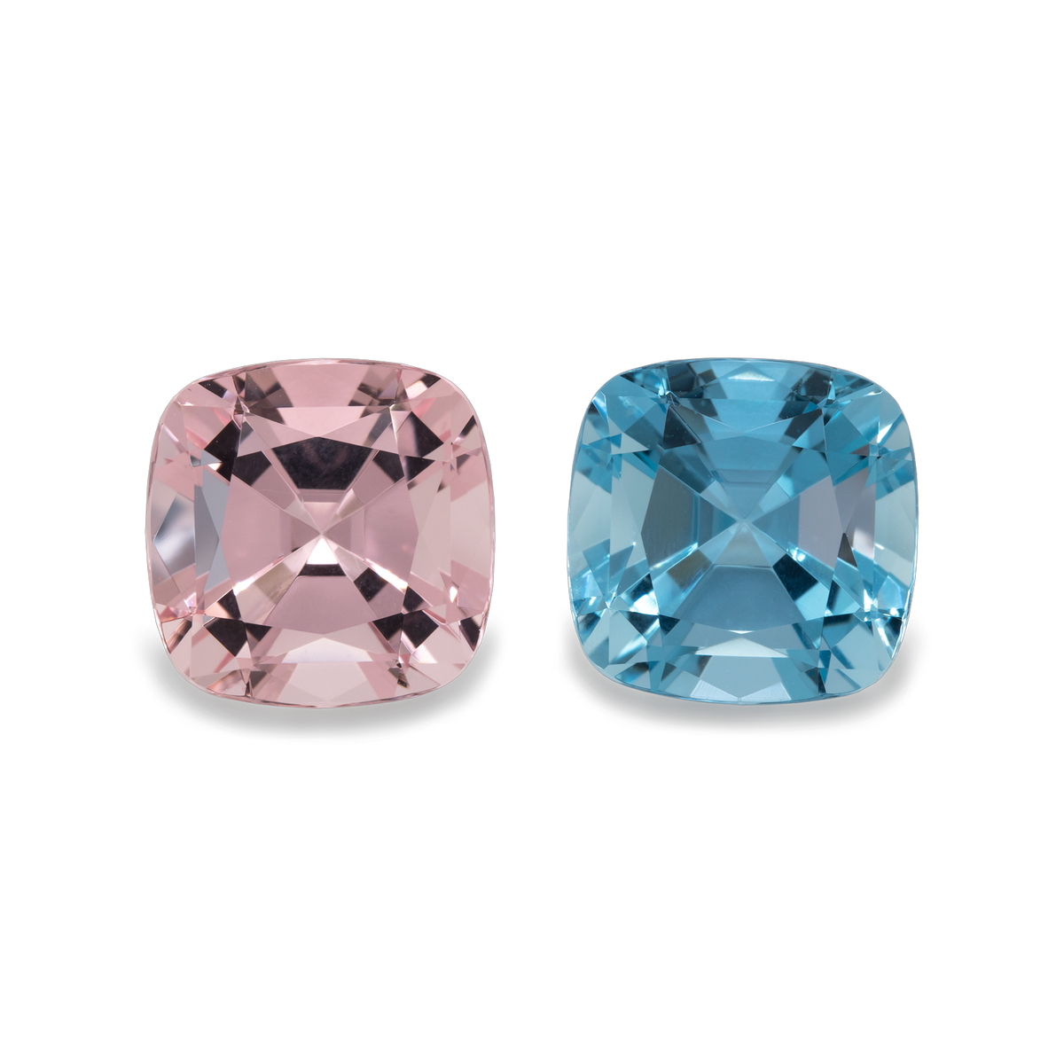 Beryll Paar - rosa/blau, antik, 11x11 mm, 10,02 ct, Nr. MO25001
