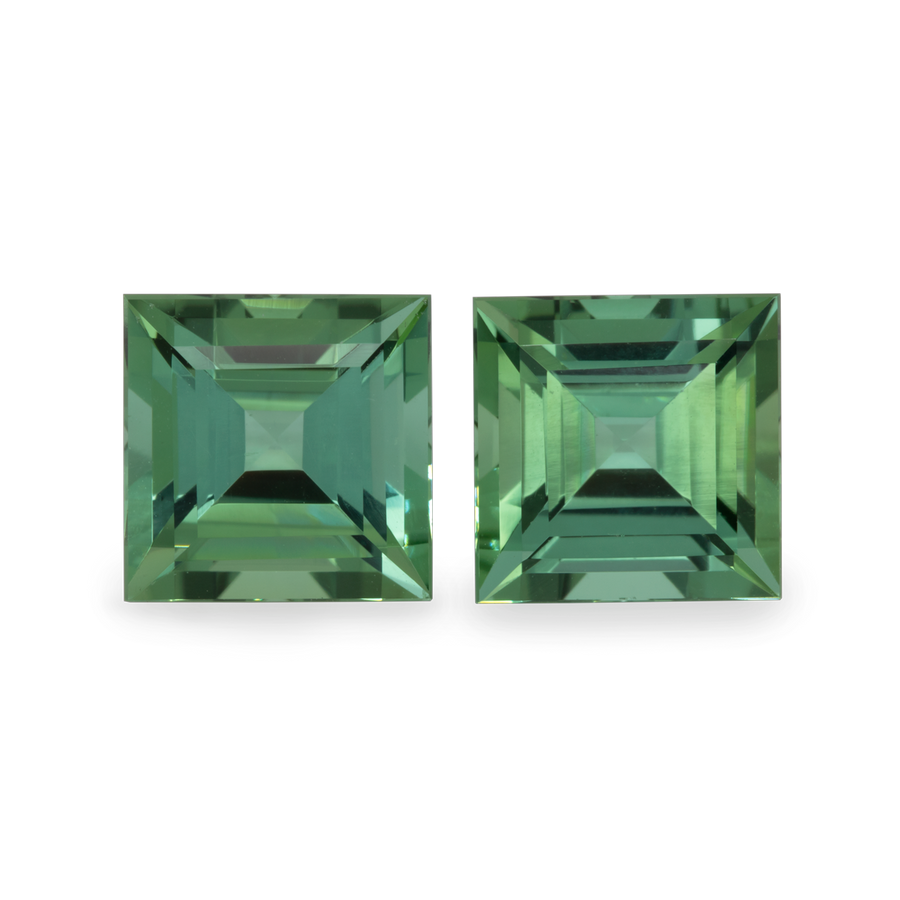 Turmalin Paar - grün, rechteck, 7,5x7,5 mm, 4,59 ct, Nr. TR10801