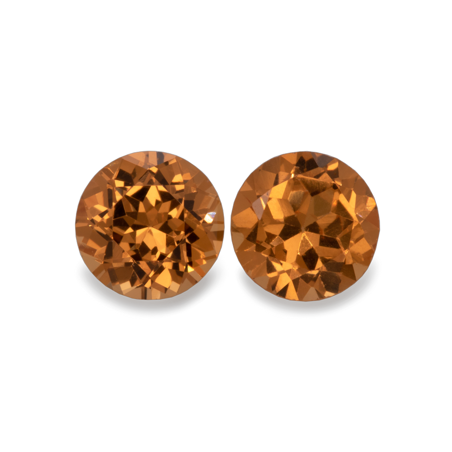 Mandarin Granat Paar - hell orange, rund, 4x4 mm, 0,63-0,72 ct, Nr. MG21003