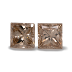 Diamant Paar - cognac, VSI1, Princess-Schliff, 4,3x4,3 mm, 0,97 ct, Nr. D14001