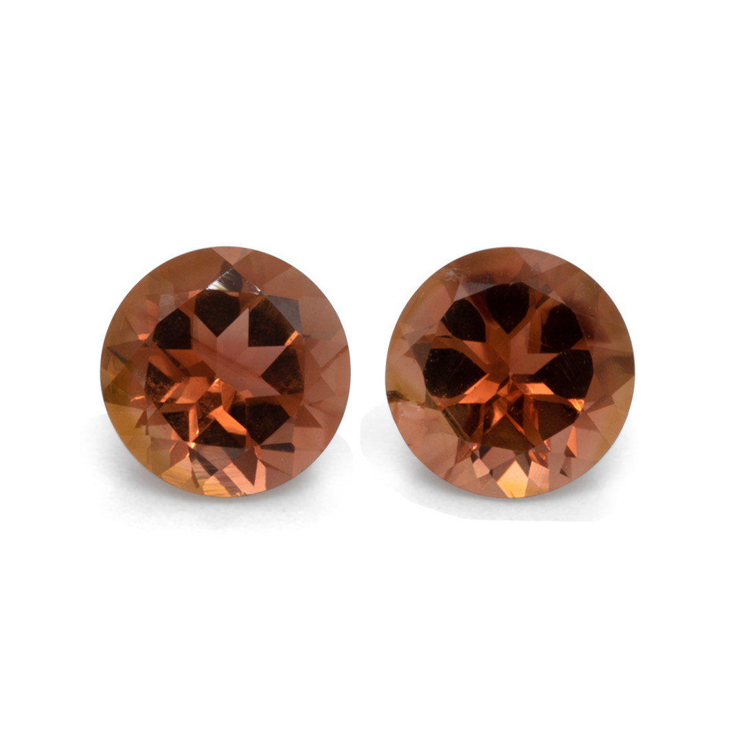 Tourmaline Pair - brown, round, 5.6x5.6 mm, 1.17 ct, No. TR10188