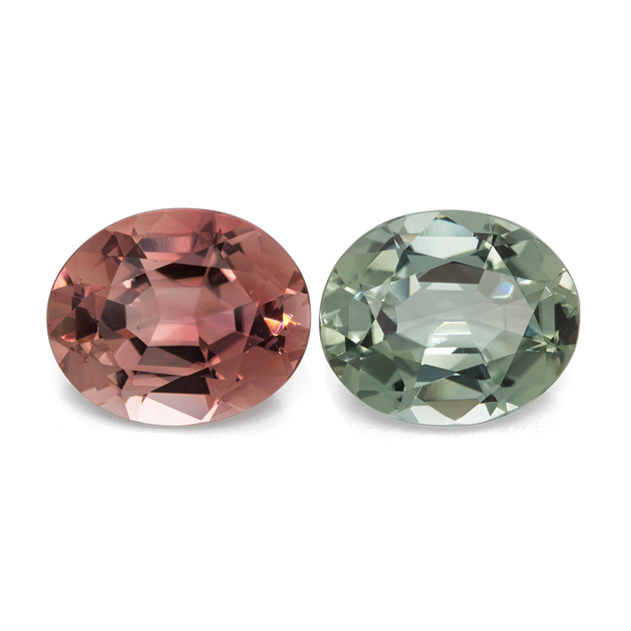 Turmalin im Set - pink & grün, oval, 11x9 mm, 7,62 ct, Nr. SET99019