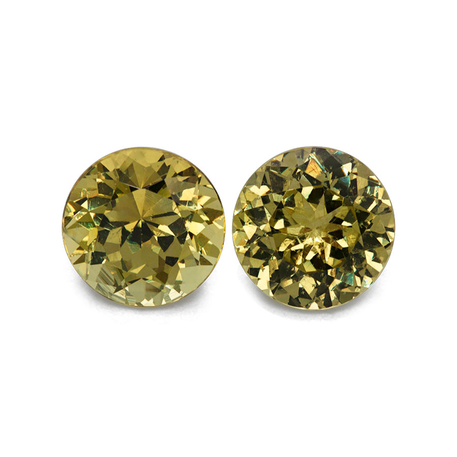 Mali Garnet Pair - yellow, round, 7.5x7.5 mm, 4.07 ct, No. MI10002