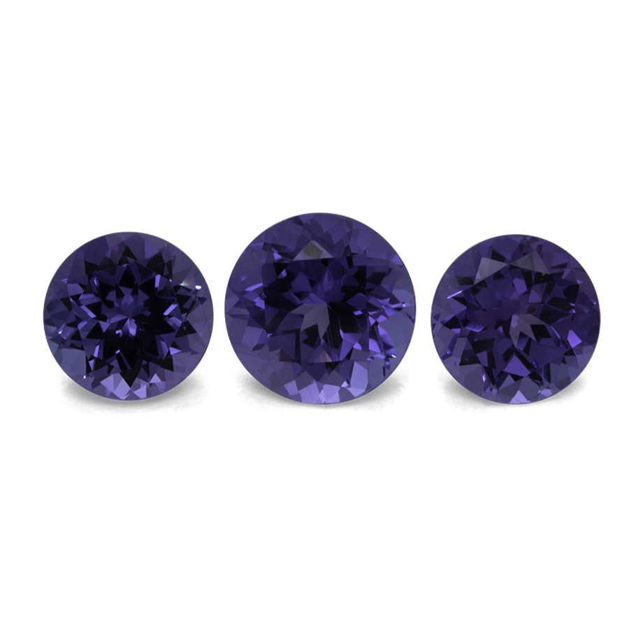 Tansanit im Set - blau, rund, 7x7 mm & 8x8 mm, 5,24 ct, Nr. SET99018