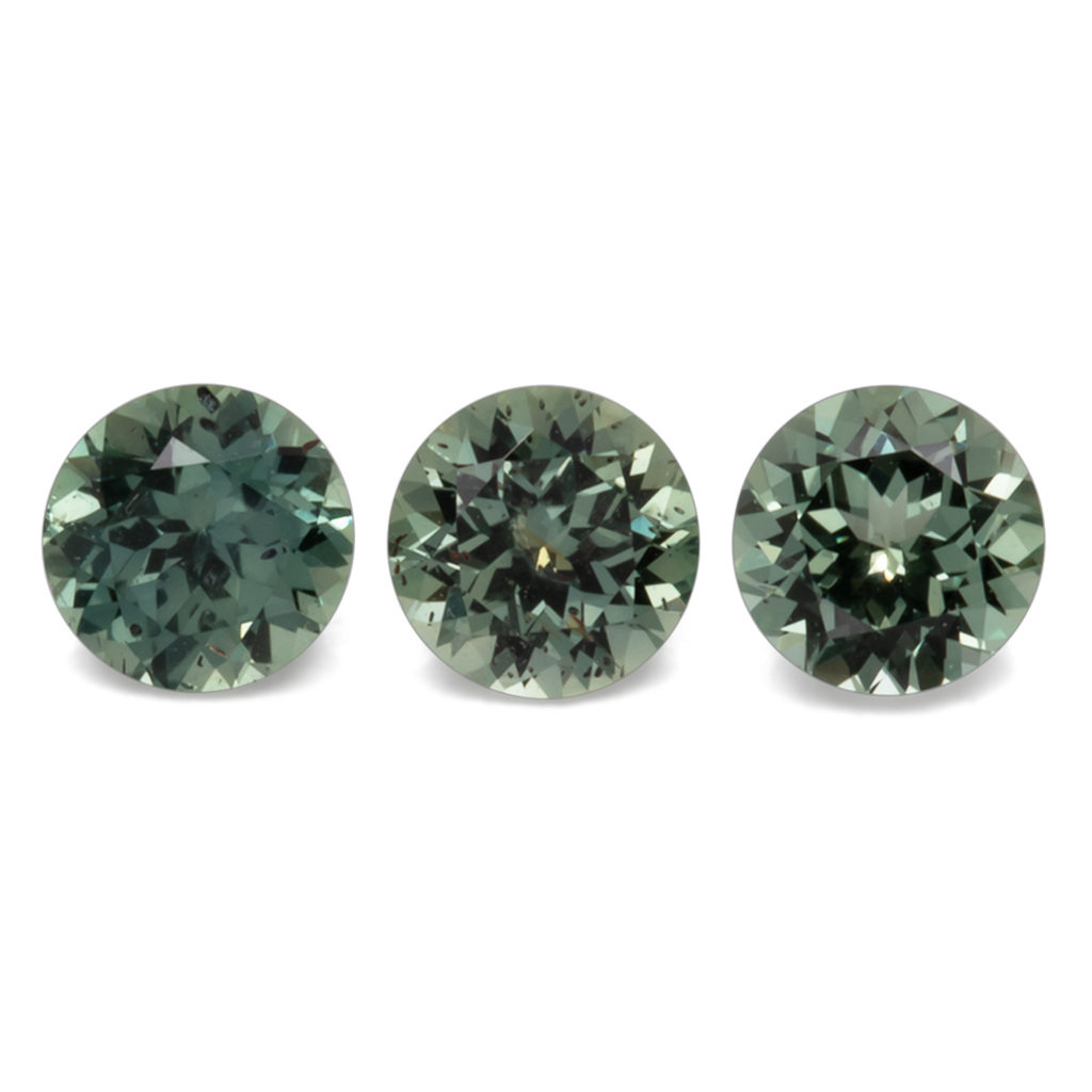 Sapphire Set - blue & green & gray, round, 4x4 mm, 0.98 ct, No. XSR11198