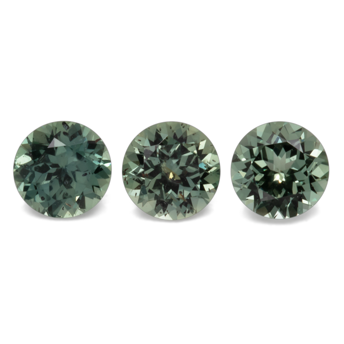 Sapphire Set - blue & green & gray, round, 4x4 mm, 0.98 ct, No. XSR11198
