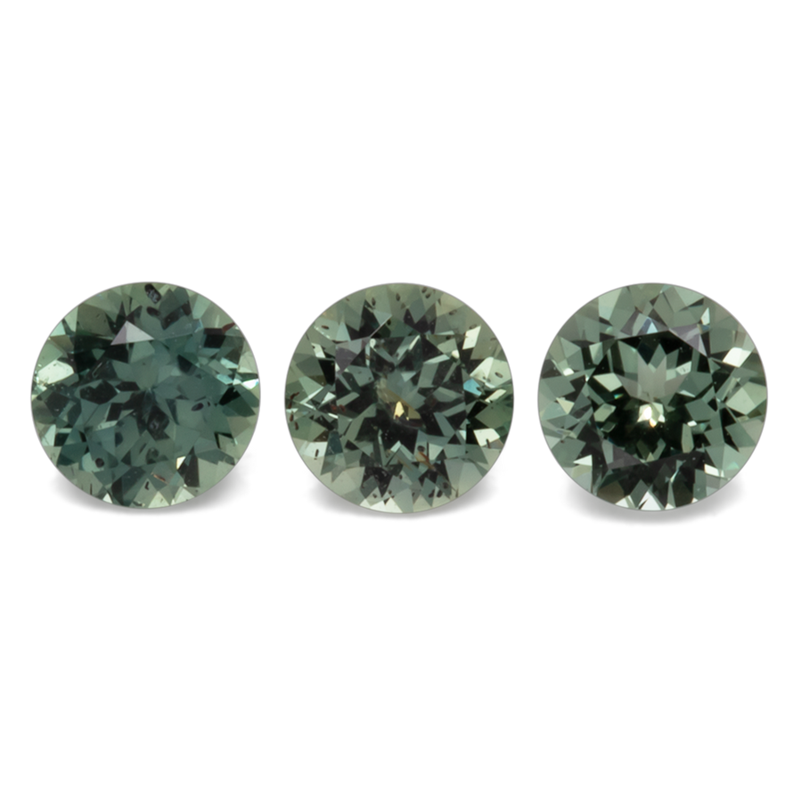 Saphir Set - blau & grün & grau, rund, 4x4 mm, 0.98 ct, Nr. XSR11198