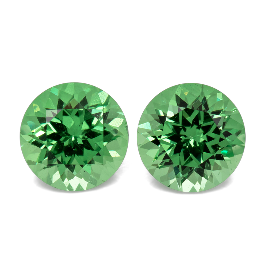 Tsavorit Paar - grün, rund, 4.5x4.5 mm, 0.84 ct, Nr. TS91012