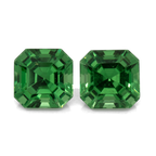 Tsavorite Pair - green, asscher, 4x4 mm, 0.73 ct, No. TS91011