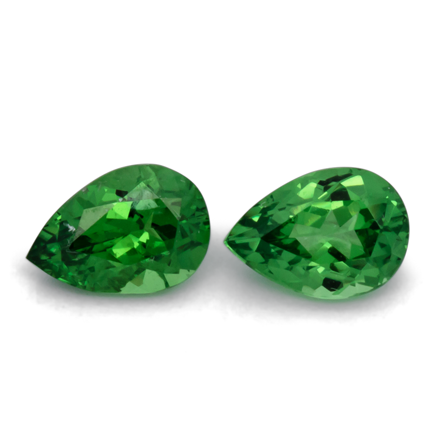 Tsavorit Paar - grün, birnform, 7x5 mm, 1.58 ct, Nr. TS91019