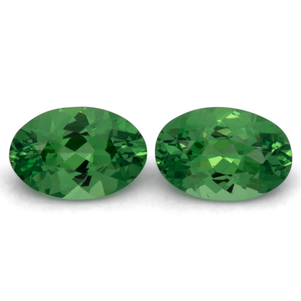 Tsavorit Paar - grün, oval, 6x4 mm, 0.97 ct, Nr. TS91022