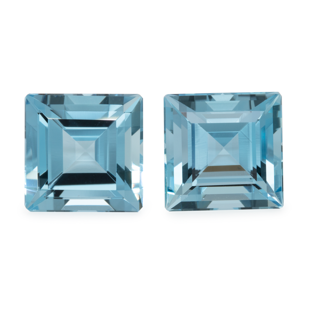 Aquamarin Paar - AA, rechteck, 10x10 mm, 8,60 ct, Nr. A74001