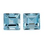 Aquamarin Paar - AA, rechteck, 10x10 mm, 8,60 ct, Nr. A74001