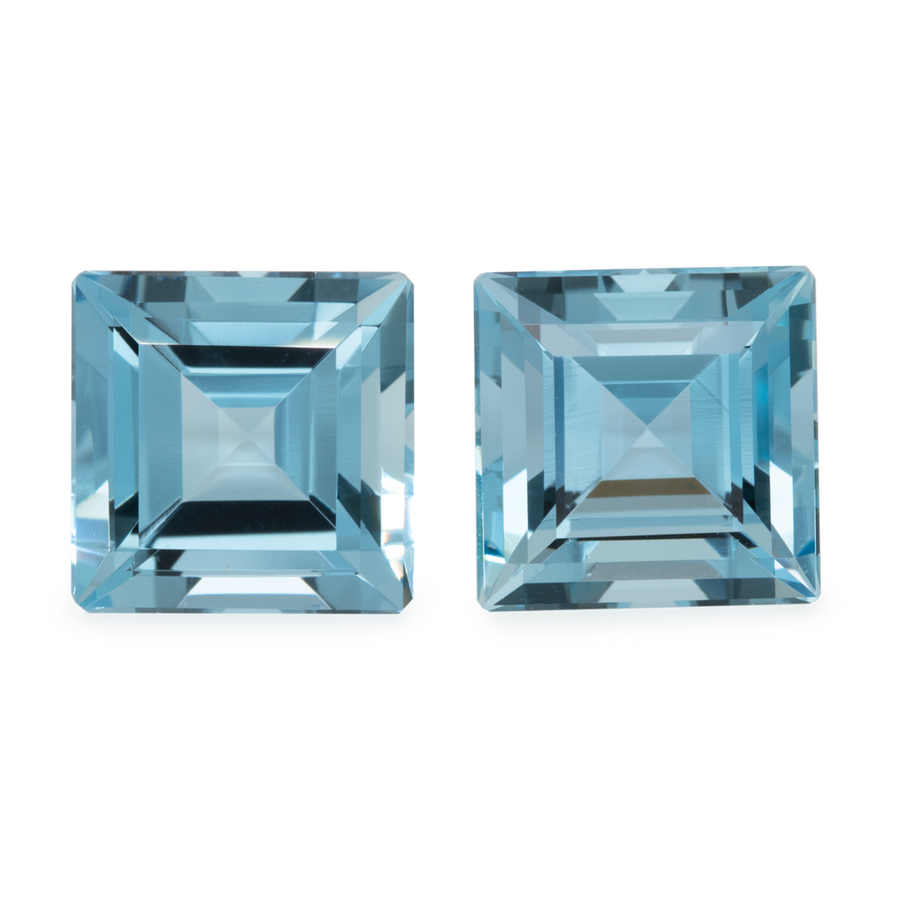 Aquamarin Paar - AA, rechteck, 10x10 mm, 8,60 ct, Nr. A74001