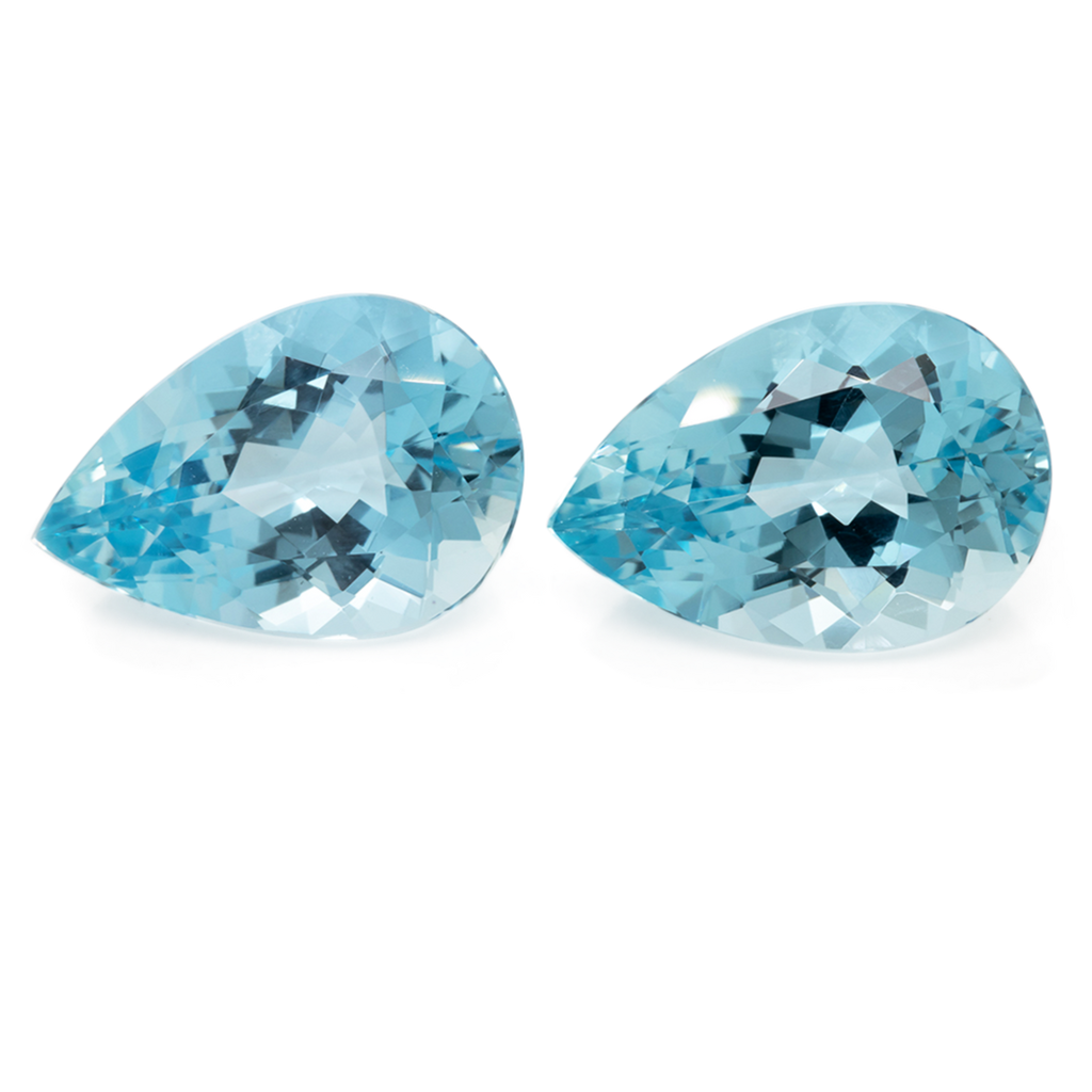 Aquamarine Pair - AAA, blue, pear, 16x11 mm, 11.69 ct, No. A99038