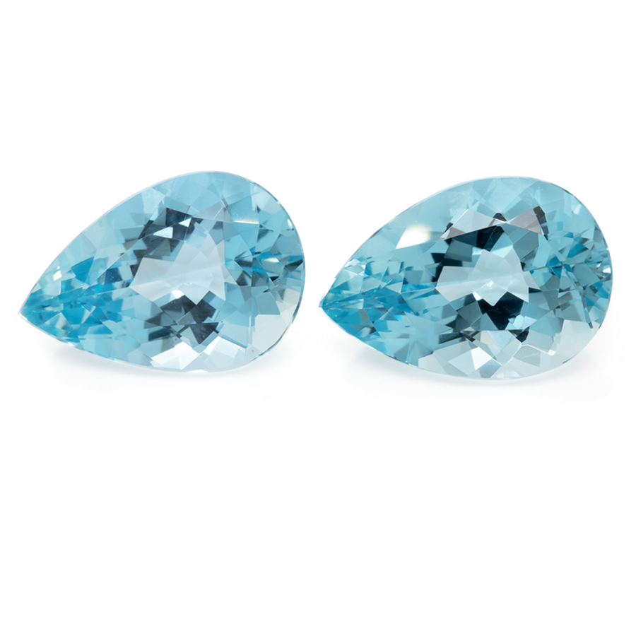 Aquamarin Paar - AAA, blau, birnform, 16x11 mm, 11.69 ct, Nr. A99038
