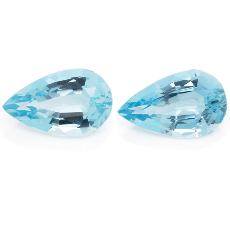 Aquamarin Paar - AAA, blau, birnform, 14x8.5 mm, 6.67 ct, Nr. A99039