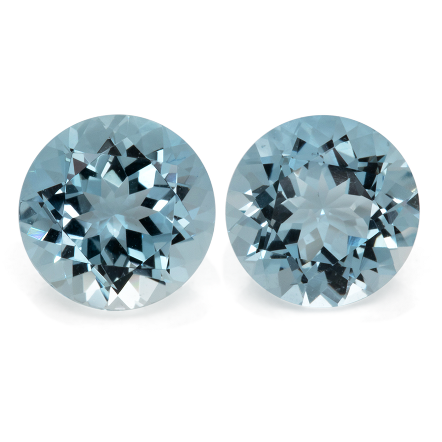 Aquamarin Paar - AA, rund, 7x7 mm, 2.35 ct, Nr. A99041