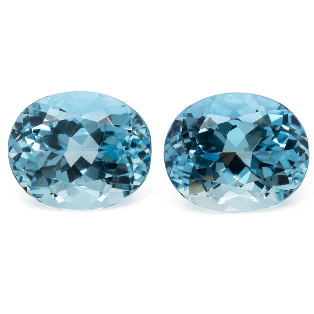 Aquamarin Paar - AAA, oval, 11.5x9.5 mm, 8.70 ct, Nr. A99056