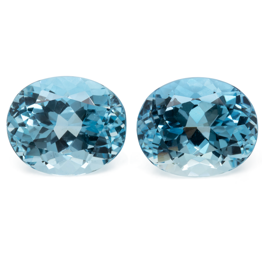 Aquamarin Paar - AAA, oval, 11.5x9.5 mm, 8.70 ct, Nr. A99056