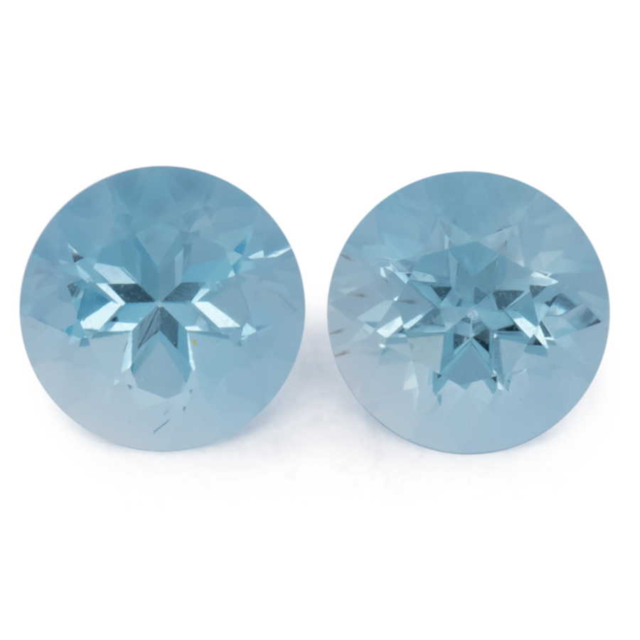 Aquamarin AA Paar - blau, rund, 7x7 mm, 2.27 ct, Nr. A99082