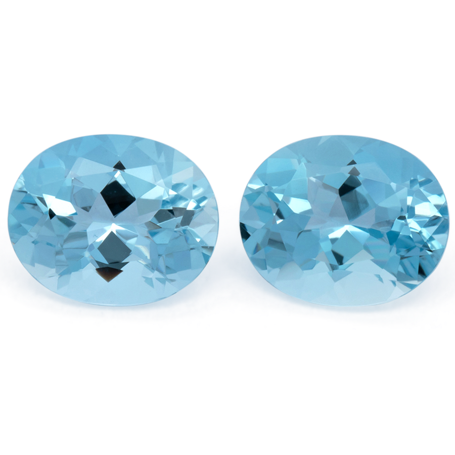 Aquamarine Pair - blue, oval, 11.2x9.1 mm, 6.78 ct, No. A99093