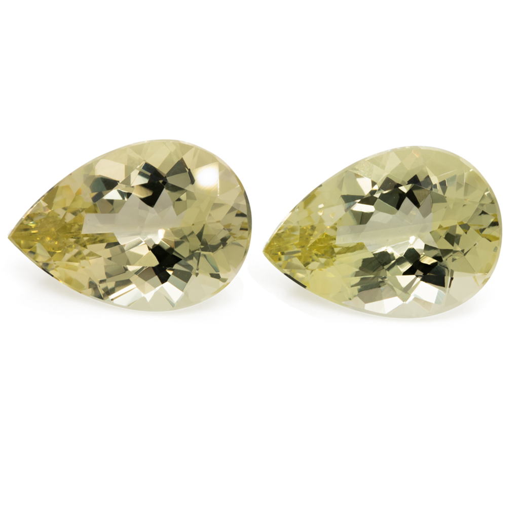 Beryll Paar - gelb, birnform, 13,5x9,5 mm, 7,57 ct, Nr. BY30002