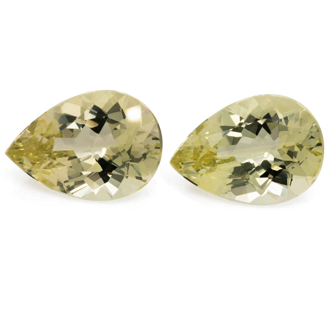Beryll Paar - gelb, birnform, 13,5x9,5 mm, 7,57 ct, Nr. BY30002