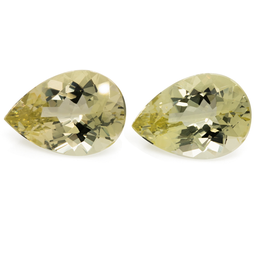 Beryll Paar - gelb, birnform, 13,5x9,5 mm, 7,57 ct, Nr. BY30002