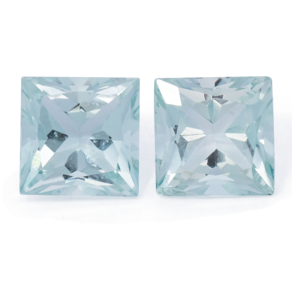 Beryl Pair - blue, rectangle, 4.9x4.9 mm, 1.05 ct, No. BY90050