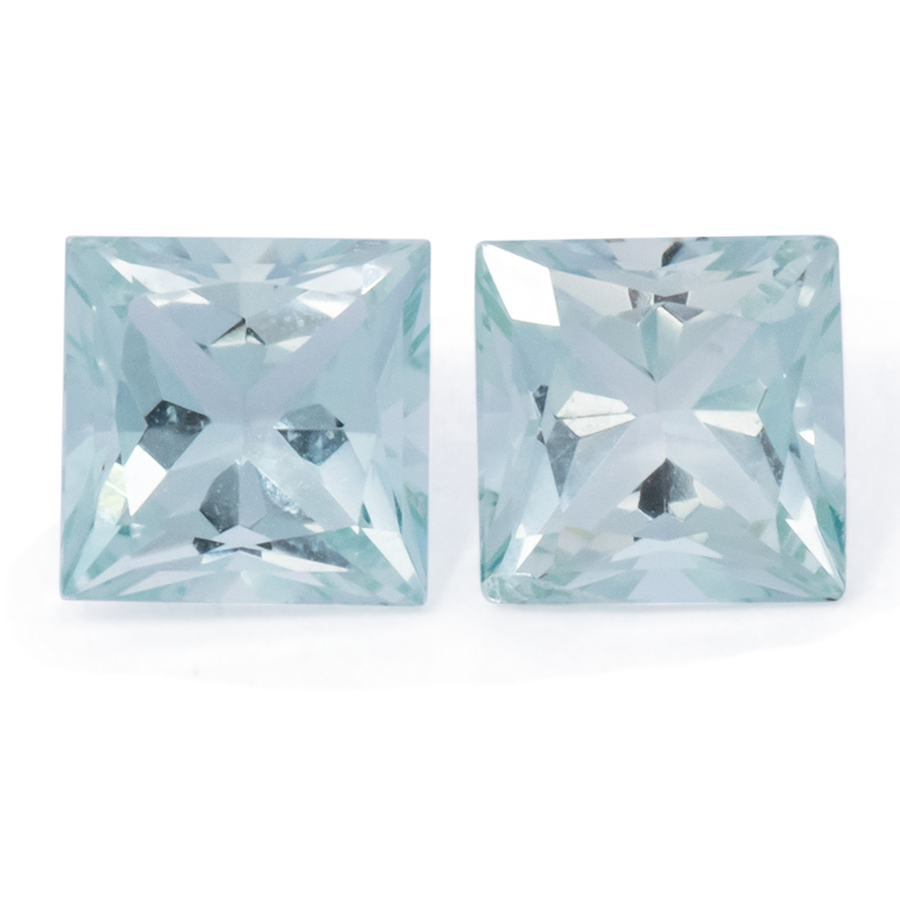 Beryll Paar - blau, rechteck, 4.9x4.9 mm, 1.05 ct, Nr. BY90050