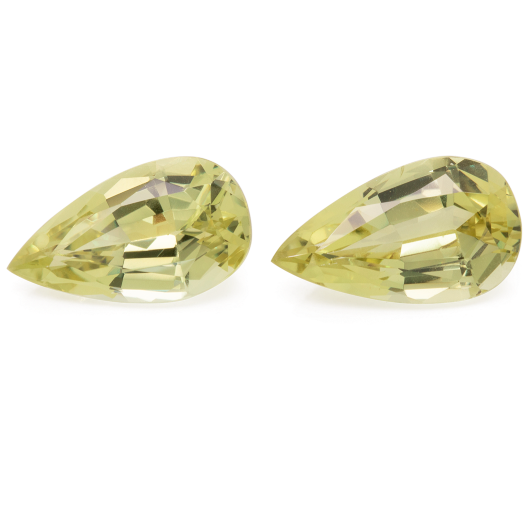 Chrysoberyl Pair - yellow, pear, 14x8.1 mm, 8.48 ct, No. CHB10002