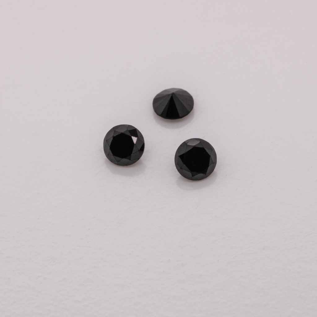 Diamond - black, non-transparent, round, 1.8mm, approx. 0.025 ct, No. D11059