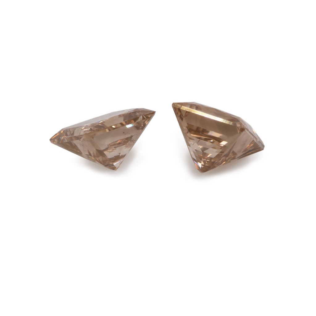 Diamant Paar - cognac, VSI1, Princess-Schliff, 4,3x4,3 mm, 0,97 ct, Nr. D14001