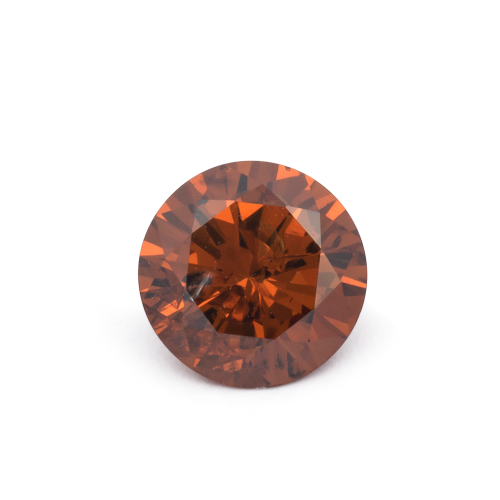 Diamond - brown & orange, round, 6.4x6.4 mm, 0.87 ct, No. DT1011