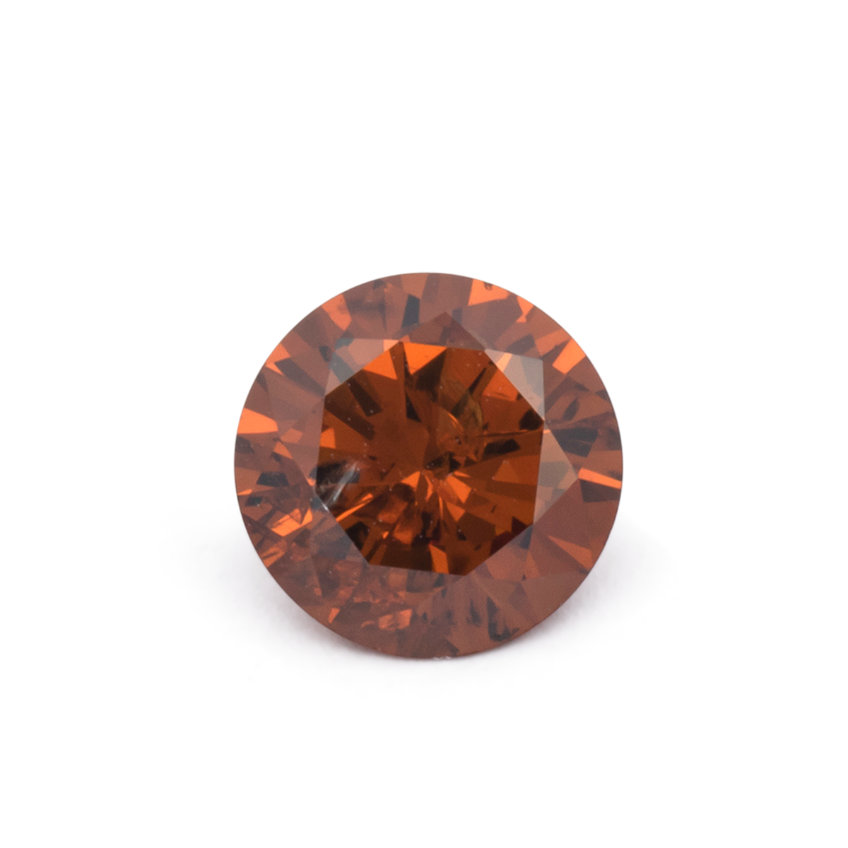 Diamond - brown & orange, round, 6.4x6.4 mm, 0.87 ct, No. DT1011