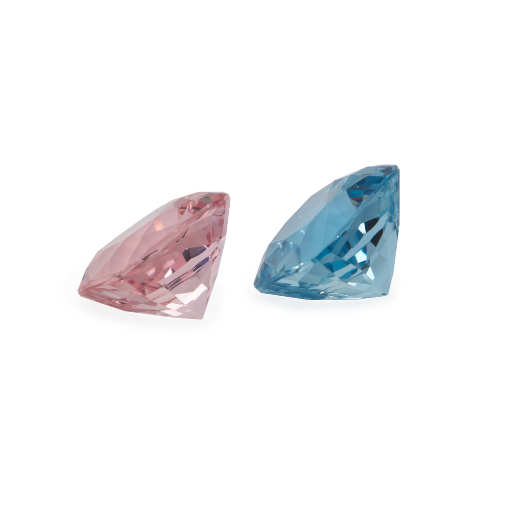 Beryll Paar - rosa/blau, antik, 11x11 mm, 10,02 ct, Nr. MO25001