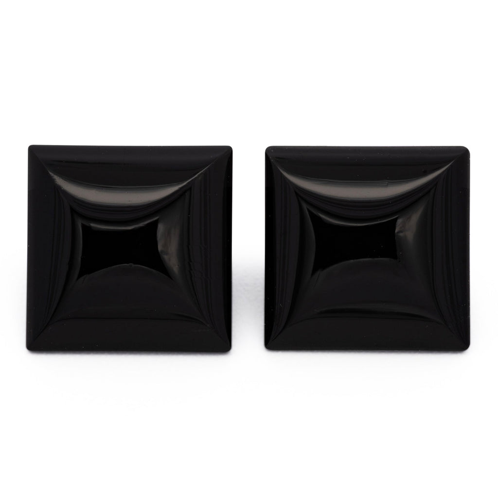 Onyx Paar - schwarz, rechteck, 8x8 mm, 4.61 ct, Nr. OX10001