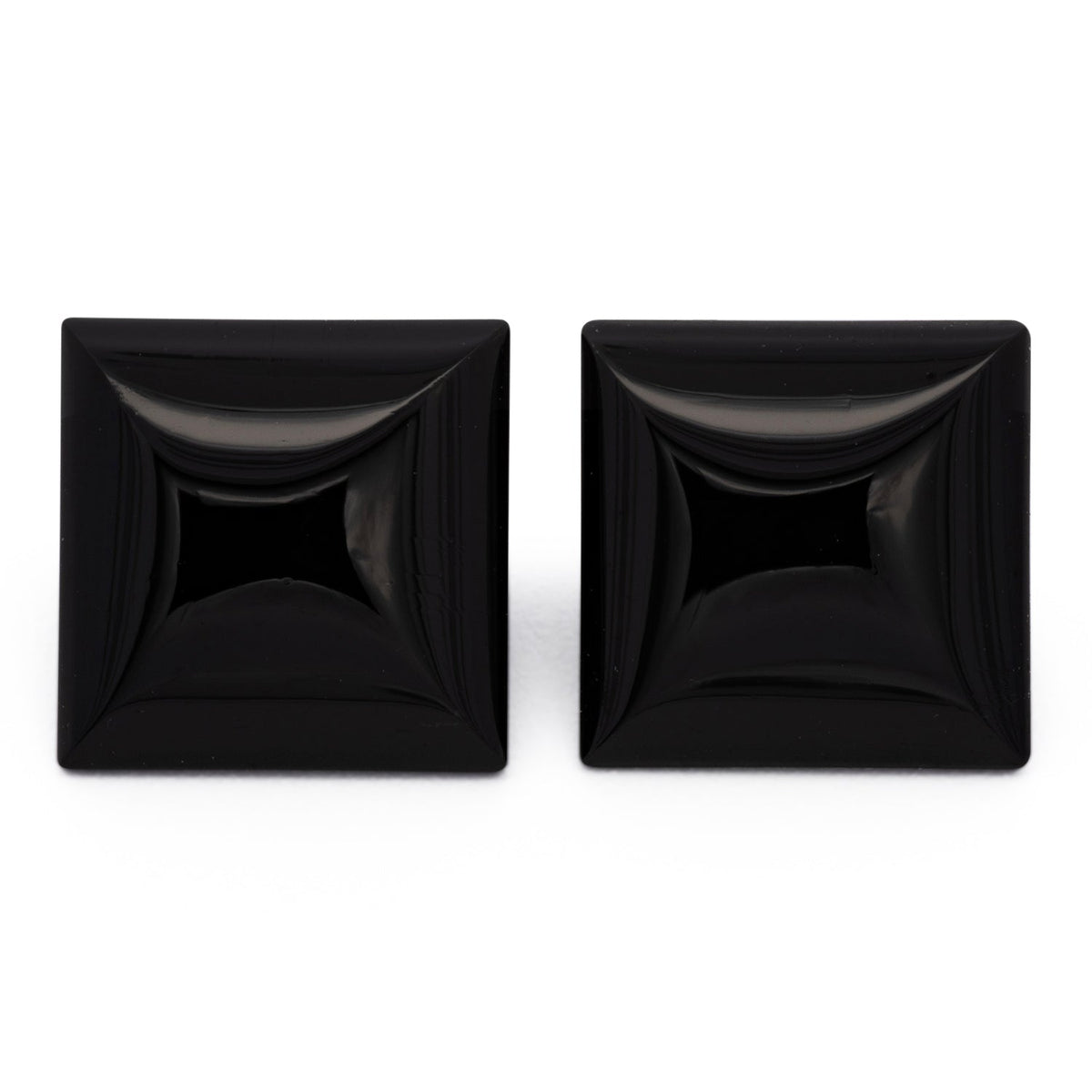 Onyx Paar - schwarz, rechteck, 8x8 mm, 4.61 ct, Nr. OX10001