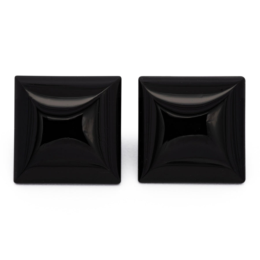 Onyx Paar - schwarz, rechteck, 8x8 mm, 4.61 ct, Nr. OX10001