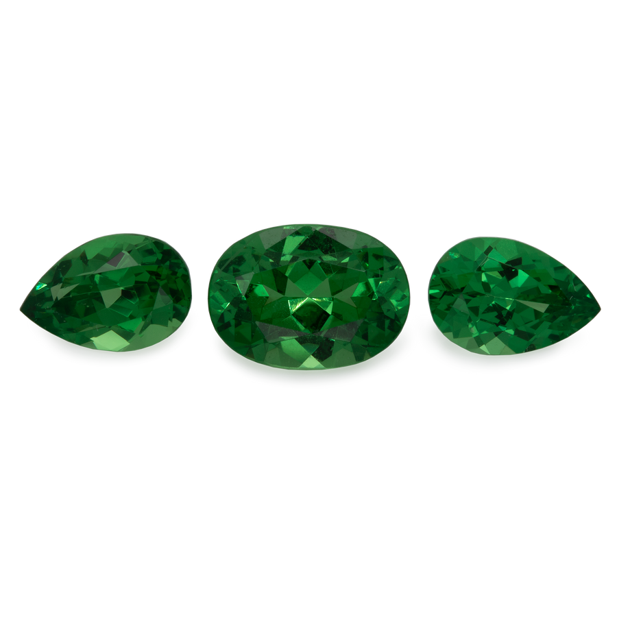 Tsavorit im Set - grün, oval & birnform, 6,9x5 mm & 6x4 mm, 1,80 ct, Nr. SET99003