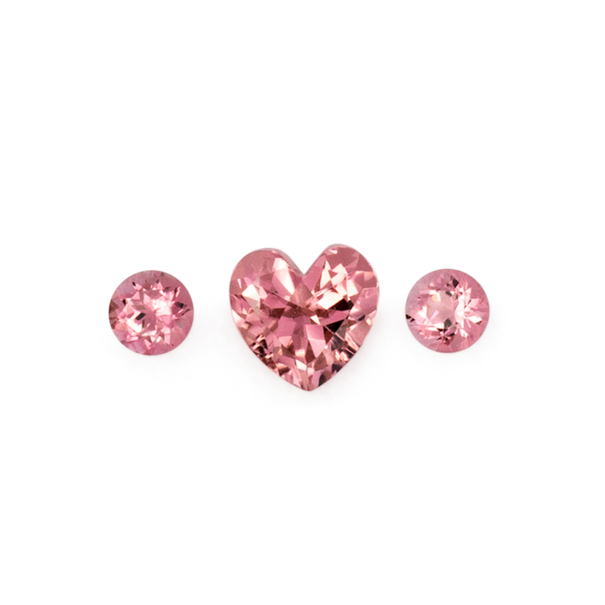 Tourmaline Set - pink & light pink, heart & round, 3.5x3.5 & 6.1x6 mm, 1.16 ct, No. SET99033