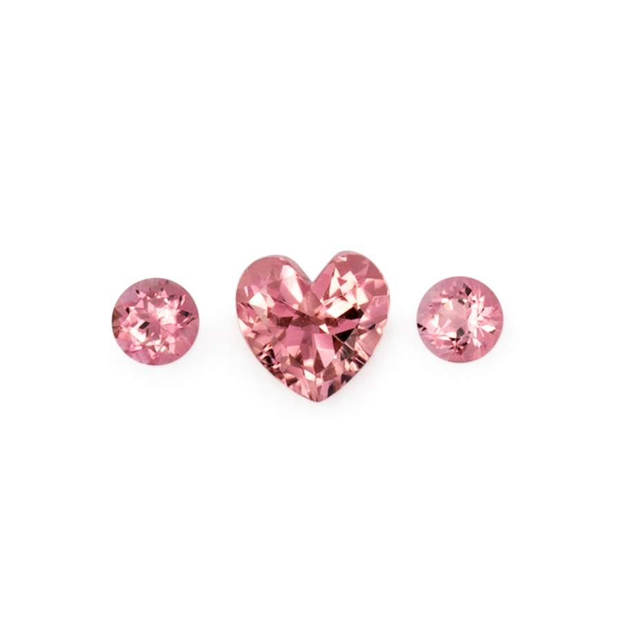 Turmalin im Set - pink & rosa, herz & rund, 3.5x3.5 & 6.1x6 mm, 1.16 ct, Nr. SET99033