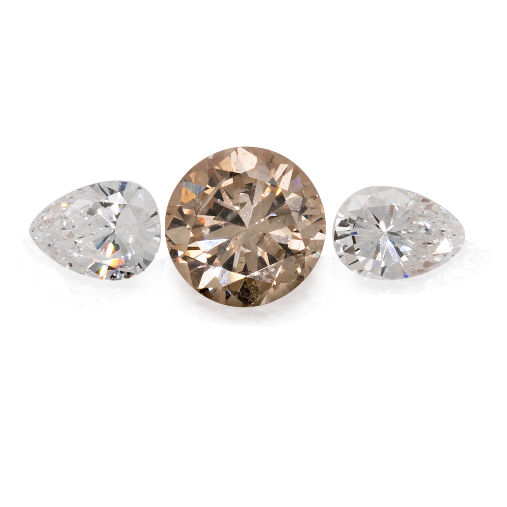 Diamond Set - white/brown, SI 2, round & trillion, No. SET99042