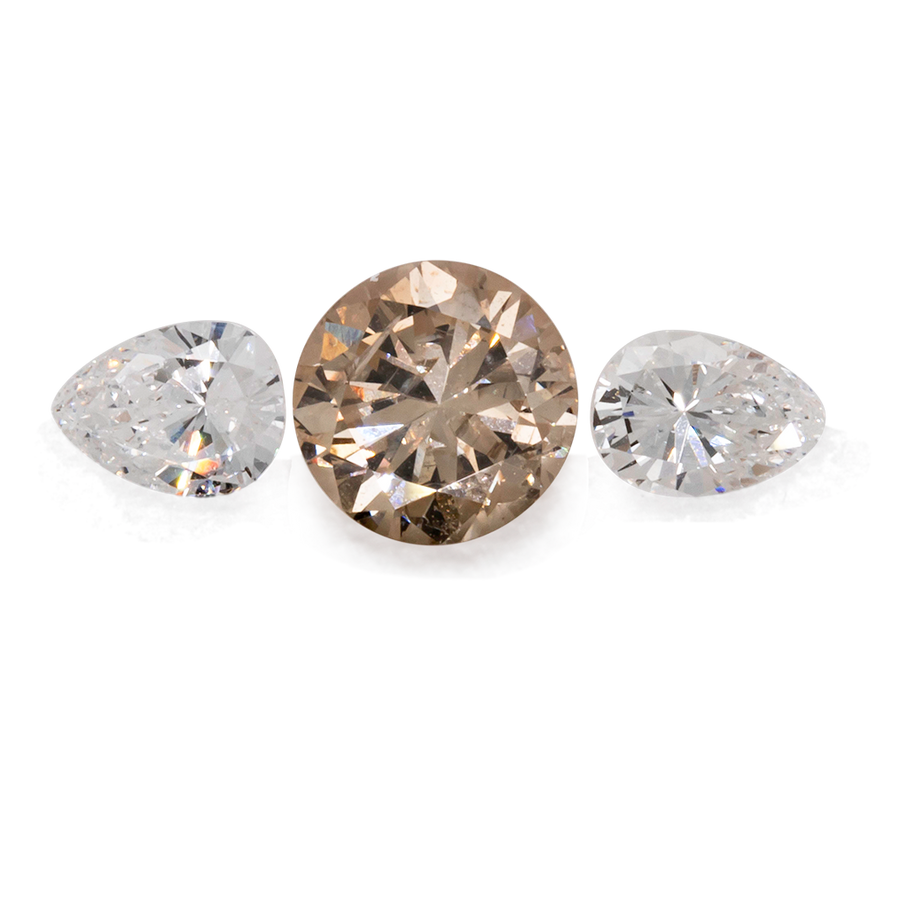 Diamant im Set - weiß/braun, SI 2, rund & trillion, Nr. SET99042