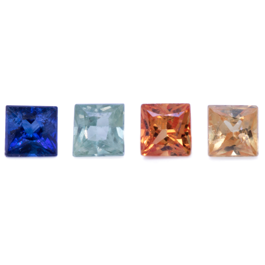 Sapphire Set - multicolor, rectangle, 2.3x2.3 mm, 0.37 ct, No. SET99062